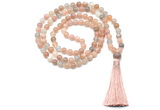 GMN8472 8mm, 10mm rainbow moonstone 27, 54, 108 beads mala necklace with tassel