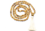 GMN8475 8mm, 10mm golden tiger eye 27, 54, 108 beads mala necklace with tassel