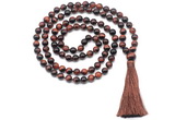 GMN8479 8mm, 10mm red tiger eye 27, 54, 108 beads mala necklace with tassel