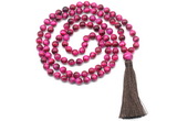 GMN8482 8mm, 10mm red tiger eye 27, 54, 108 beads mala necklace with tassel