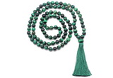 GMN8485 8mm, 10mm green tiger eye 27, 54, 108 beads mala necklace with tassel