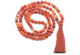 GMN8495 8mm, 10mm red banded agate 27, 54, 108 beads mala necklace with tassel