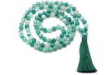 GMN8497 8mm, 10mm green banded agate 27, 54, 108 beads mala necklace with tassel