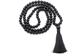 GMN8513 8mm, 10mm black obsidian 27, 54, 108 beads mala necklace with tassel