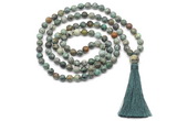 GMN8527 8mm, 10mm African turquoise 27, 54, 108 beads mala necklace with tassel