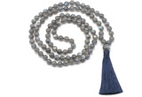 GMN8532 8mm, 10mm labradorite 27, 54, 108 beads mala necklace with tassel