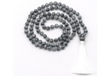 GMN8534 8mm, 10mm eagle eye jasper 27, 54, 108 beads mala necklace with tassel