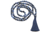 GMN8535 8mm, 10mm dumortierite 27, 54, 108 beads mala necklace with tassel