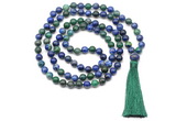 GMN8538 8mm, 10mm chrysocolla 27, 54, 108 beads mala necklace with tassel