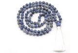 GMN8539 8mm, 10mm blue spot stone 27, 54, 108 beads mala necklace with tassel