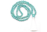 GMN8540 8mm, 10mm amazonite 27, 54, 108 beads mala necklace with tassel