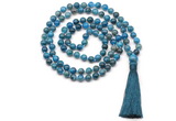 GMN8541 8mm, 10mm apatite 27, 54, 108 beads mala necklace with tassel