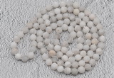 GMN904 Hand-knotted 8mm, 10mm matte white crazy agate 108 beads mala necklaces