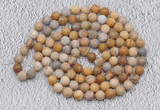 GMN907 Hand-knotted 8mm, 10mm matte fossil coral 108 beads mala necklaces