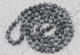 GMN916 Hand-knotted 8mm, 10mm matte snowflake obsidian 108 beads mala necklaces