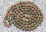 GMN920 Hand-knotted 8mm, 10mm matte unakite 108 beads mala necklaces