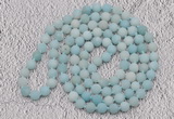 GMN924 Hand-knotted 8mm, 10mm matte amazonite 108 beads mala necklaces