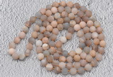 GMN932 Hand-knotted 8mm, 10mm matte sunstone 108 beads mala necklaces