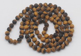 GMN933 Hand-knotted 8mm, 10mm matte yellow tiger eye 108 beads mala necklaces