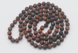 GMN934 Hand-knotted 8mm, 10mm matte red tiger eye 108 beads mala necklaces