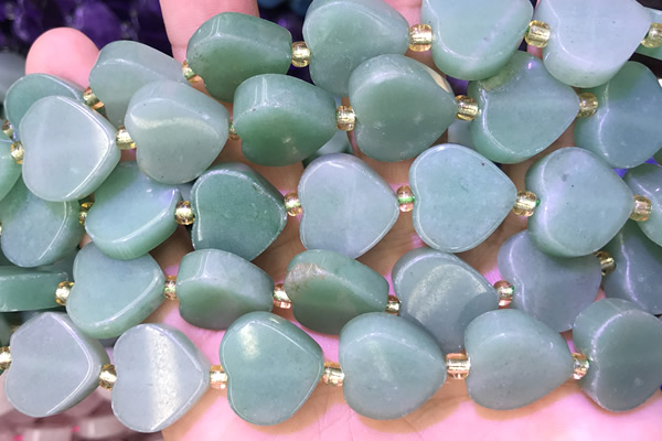 HEAR31 15 inches 16mm – 17mm heart green aventurine beads