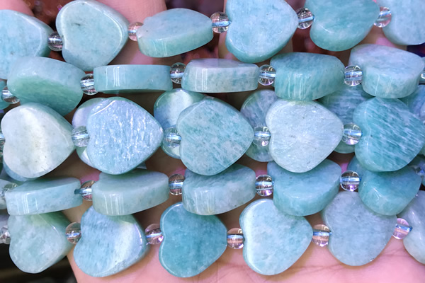 HEAR32 15 inches 16mm – 17mm heart amazonite gemstone beads