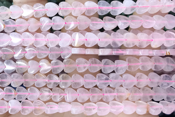 HEAR43 15 inches 6mm heart rose quartz beads