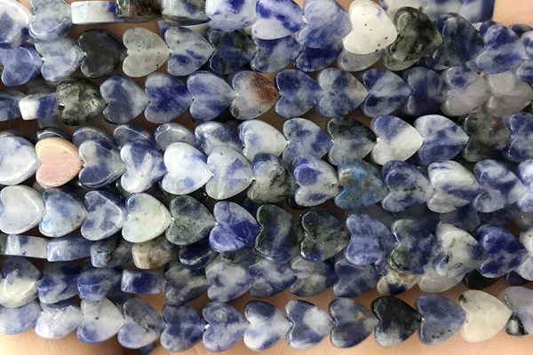 HEAR53 15 inches 6mm heart blue spot stone beads