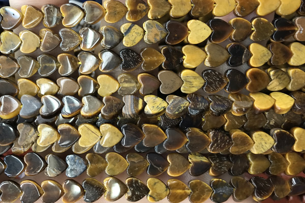 HEAR60 15 inches 6mm heart yellow tiger eye beads