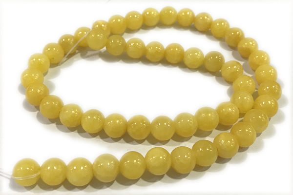 JADE195 15 inches 6mm round honey jade gemstone beads