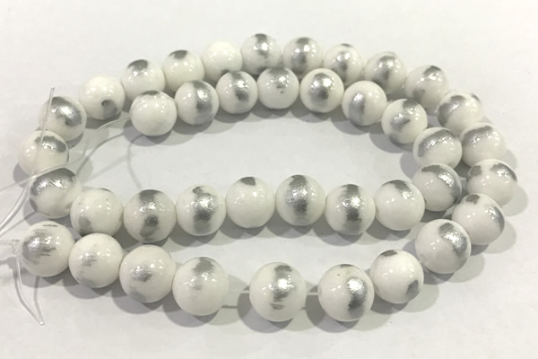 JADE449 15 inches 4mm round silvery jade gemstone beads