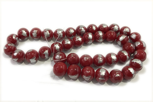 JADE518 15 inches 12mm round silvery jade gemstone beads