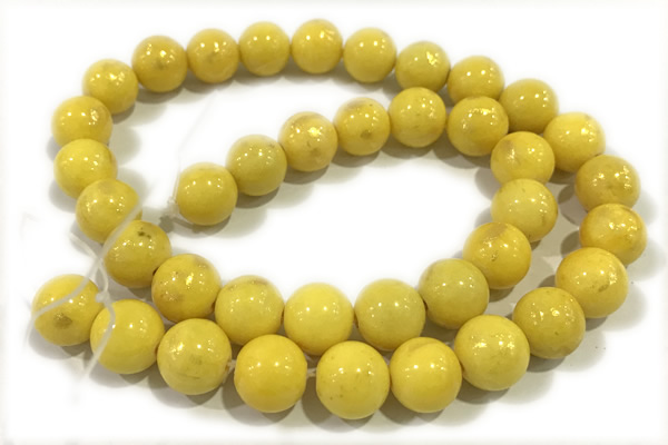 JADE601 15 inches 8mm round golden jade gemstone beads