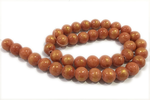 JADE634 15 inches 4mm round golden jade gemstone beads