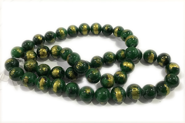 JADE645 15 inches 6mm round golden jade gemstone beads