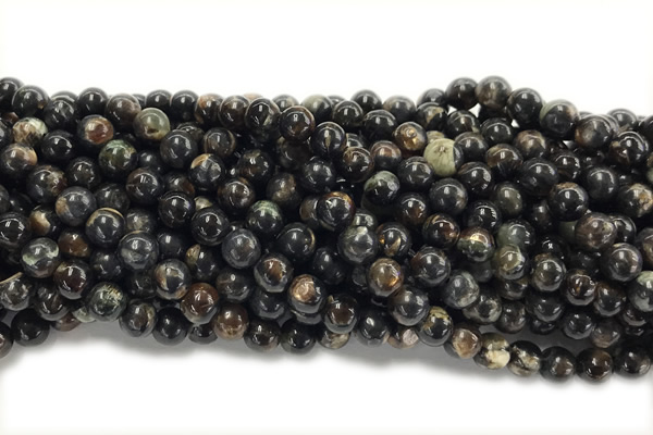 KUNZ08 15 inches 6mm round Peru dye black lepidolite beads