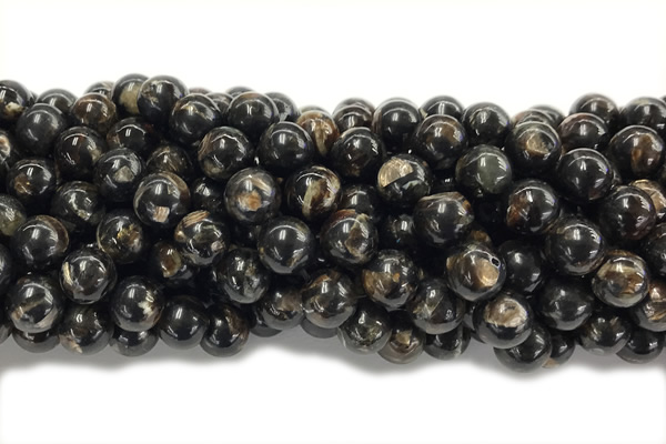 KUNZ10 15 inches 10mm round Peru dye black lepidolite beads