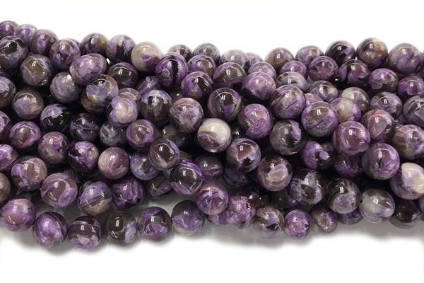 KUNZ14 15 inches 10mm round Peru dye purple lepidolite beads