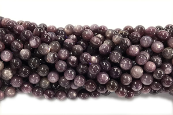 KUNZ18 15 inches 8mm~9mm round natural Brazilian lepidolite beads