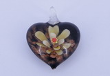 LP02 16*32*40mm heart inner flower lampwork glass pendants