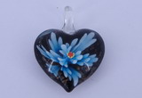 LP03 16*32*40mm heart inner flower lampwork glass pendants