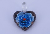 LP04 16*30*38mm heart inner flower lampwork glass pendants