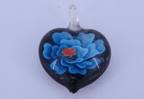 LP05 15*28*40mm heart inner flower lampwork glass pendants