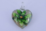 LP06 15*30*40mm heart inner flower lampwork glass pendants