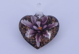 LP08 16*32*40mm heart inner flower lampwork glass pendants