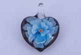 LP09 16*30*40mm heart inner flower lampwork glass pendants