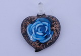 LP14 15*38*48mm heart inner flower lampwork glass pendants