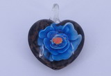 LP15 15*30*38mm heart inner flower lampwork glass pendants