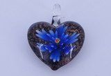 LP16 15*32*38mm heart inner flower lampwork glass pendants