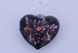 LP17 16*33*42mm heart inner flower lampwork glass pendants